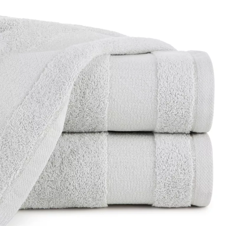 Ręcznik do rąk 30x50 cm bawełniany kolor jasnoszary z ozdobną bordiurą 500 g/m2 NESSY