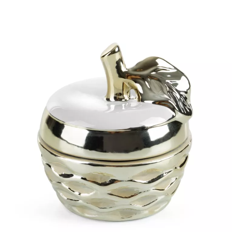 Pojemnik dekoracyjny DOLY w kształcie jabłka zdobiony wytłaczanym wzorem