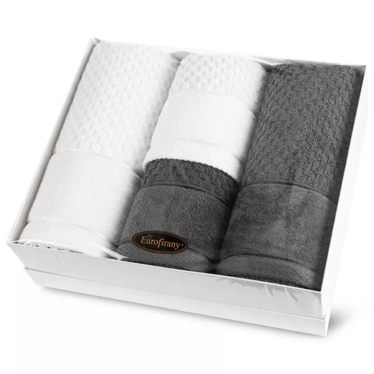 Zestaw ręczników bawełnianych na prezent 2 szt 50x90 cm, 2 szt 70x140 cm kolor biały, grafitowy