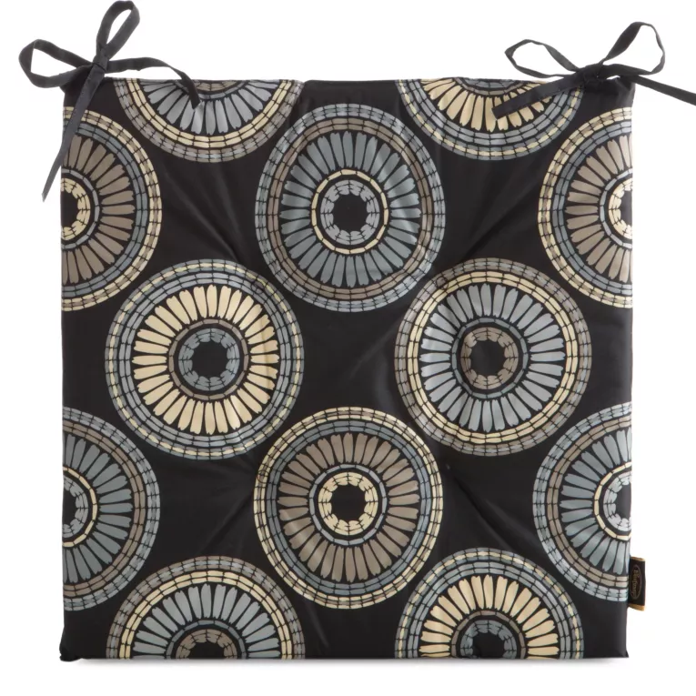 Poduszka na krzesło 43 x 43 x 4 cm czarno, beżowa wodoodporna z motywem mandali GARDEN