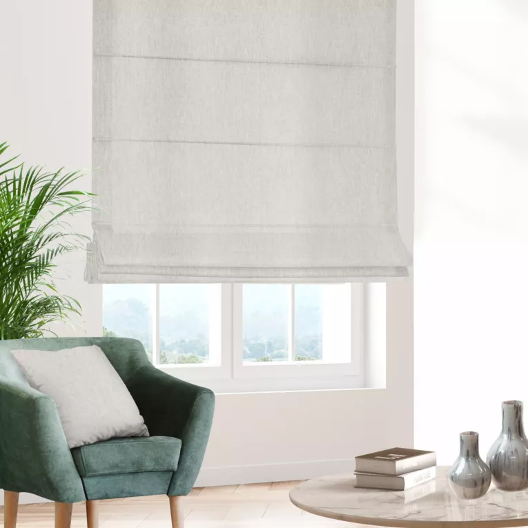 Roleta rzymska stalowa z tkaniny o szenilowej strukturze