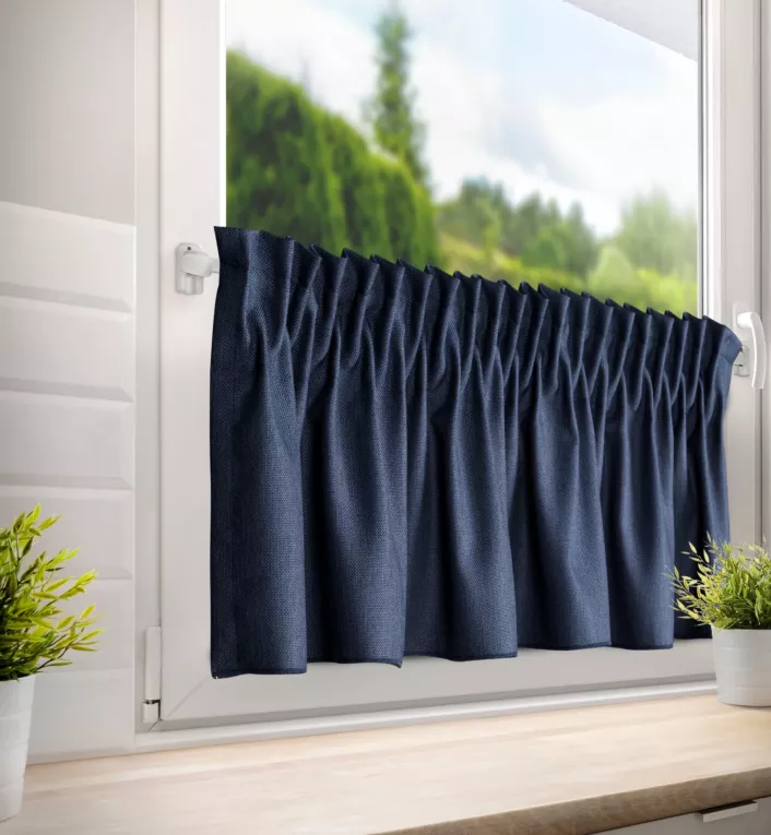 Zazdrostka granatowa z tkaniny o płóciennym splocie 140x45 cm taśma LENA