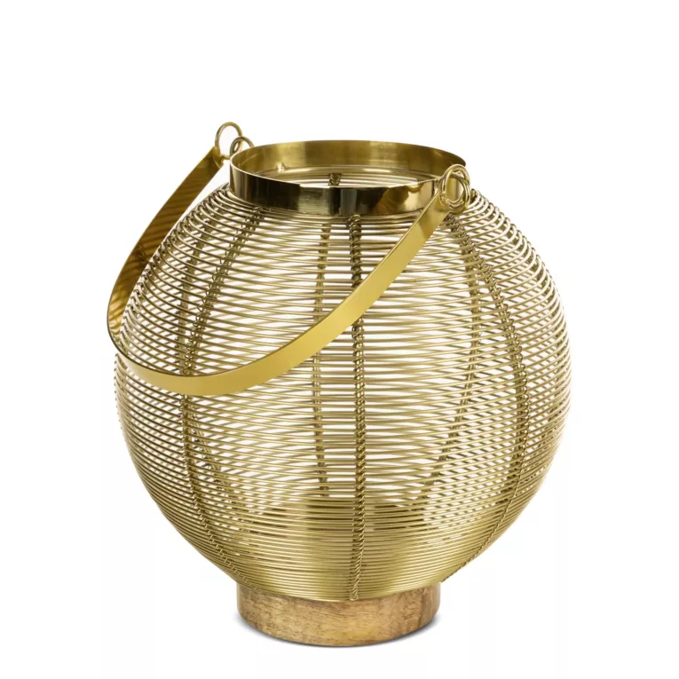 Lampion dekoracyjny MELA złoty z metalu