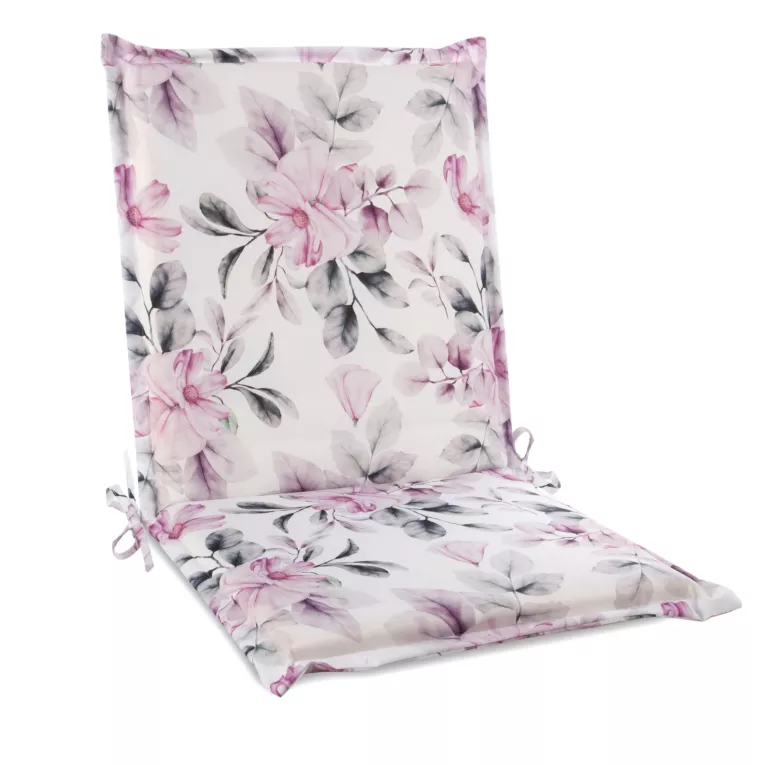 Poduszka na krzesło 45 x 90 x 3 cm wodoodporna kremowo, różowa zdobione roślinnym wzorem GARDEN