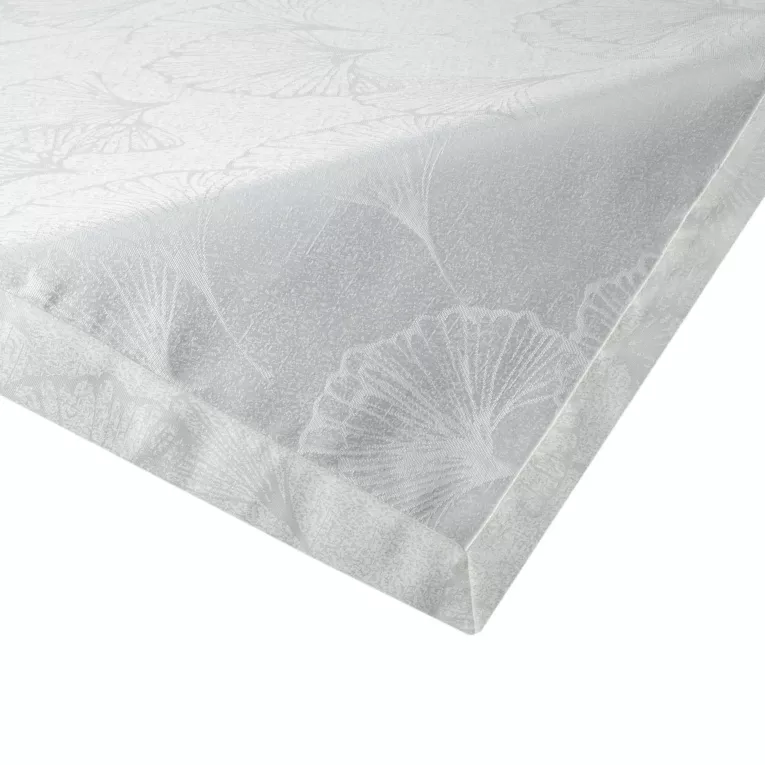 Obrus naturalny 85x85 cm DIANA zdobiony żakardowym wzorem liści miłorzębu i ozdobna kantą