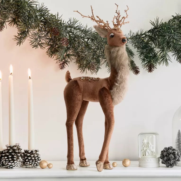 Figurka dekoracyjna świąteczna JELONEK z lśniącymi akcentami