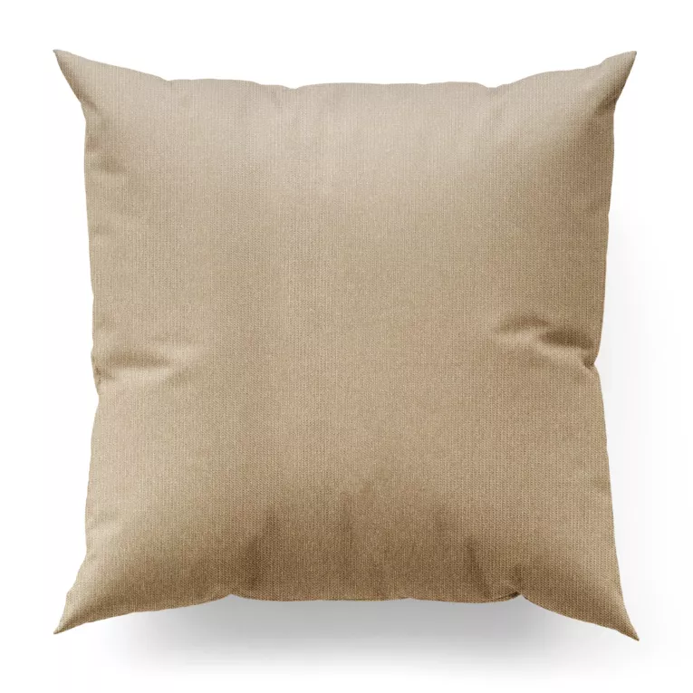 Poszewka szyta beżowa z tkaniny z dodatkiem połyskującej nici, z widocznym ozdobnym splotem