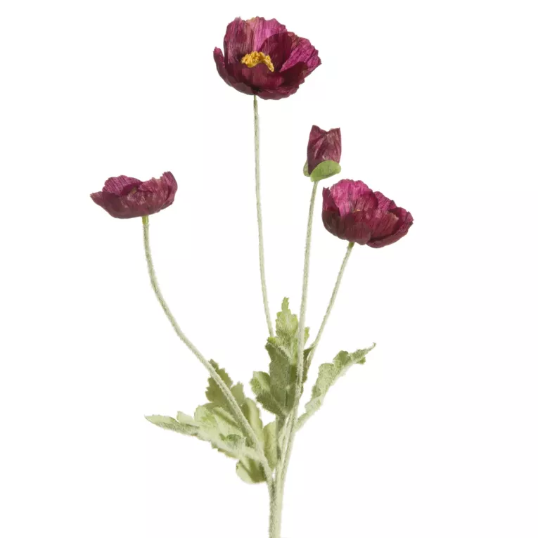 Kwiat sztuczny bordowy mak polny 60 cm
