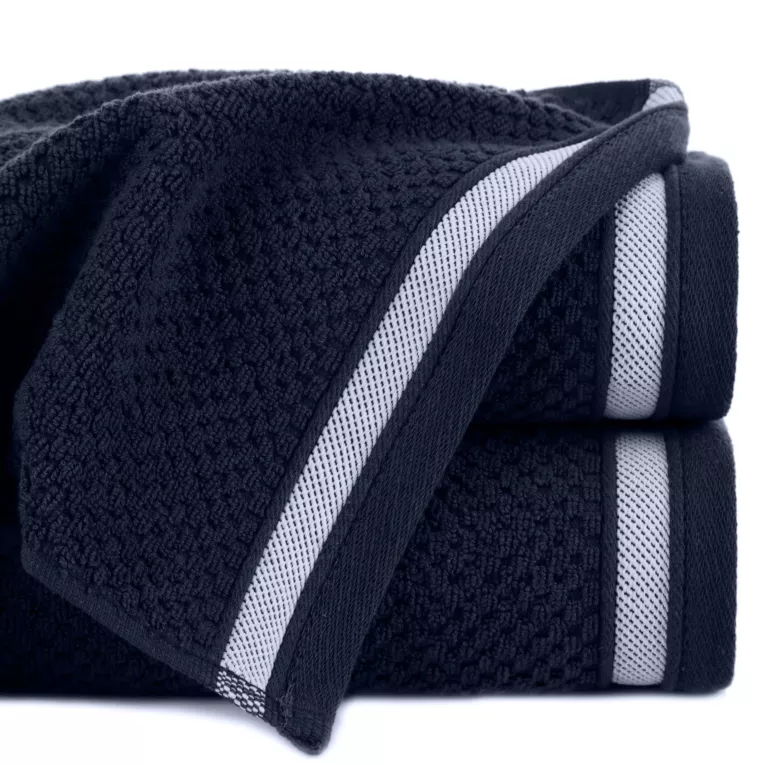 Ręcznik do rąk 30x50 cm bawełniany kolor granatowy w pasy 500 g/m2 MADLEN