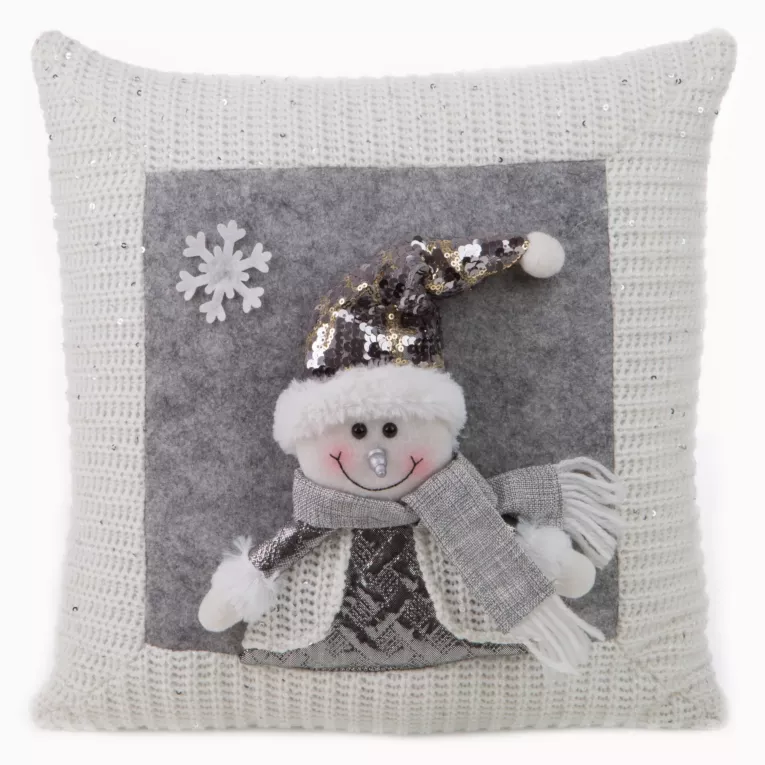 Poszewka świąteczna KEVIN z aplikacją z trójwymiarowym bałwankiem