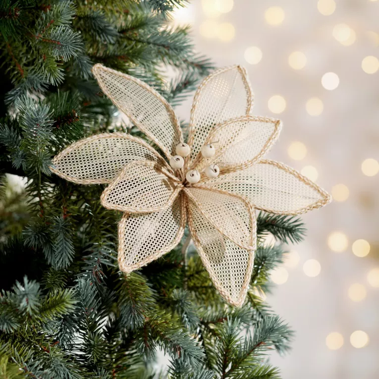 Świąteczny kwiat dekoracyjny z matowej siateczki