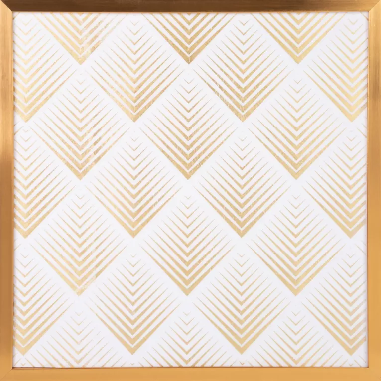 LIMITED COLLECTION Obraz BLANCA 2 ze złotym geometrycznym nadrukiem w złotej ramie MAGIA BIELI