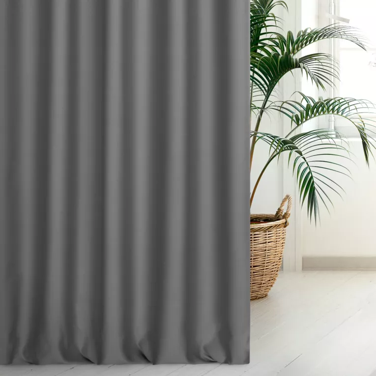 Zasłona szyta na taśmie 5 cm stalowa z gładkiej tkaniny typu dimout