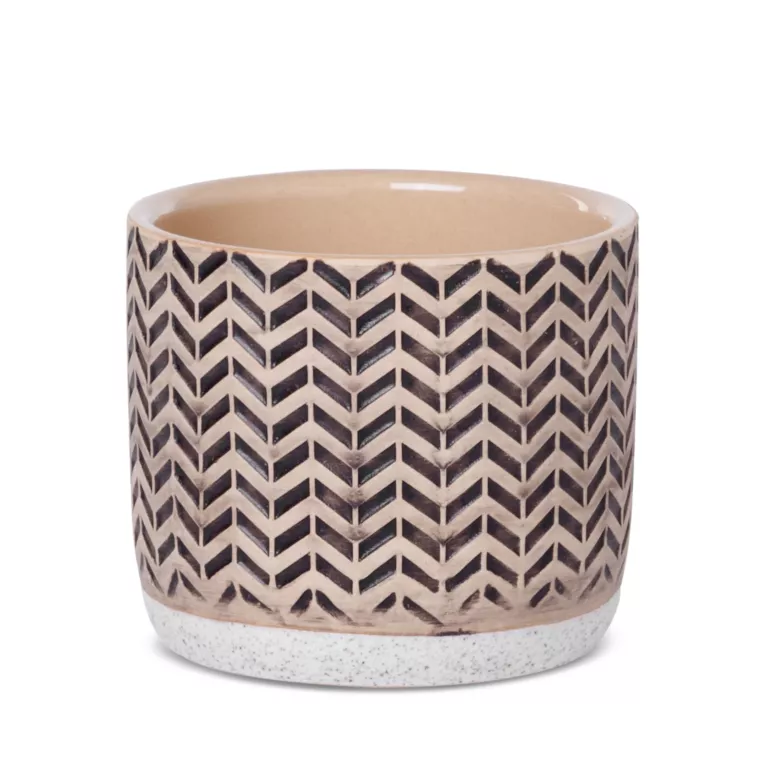 Donica ceramiczna KERI z geometrycznym wzorem