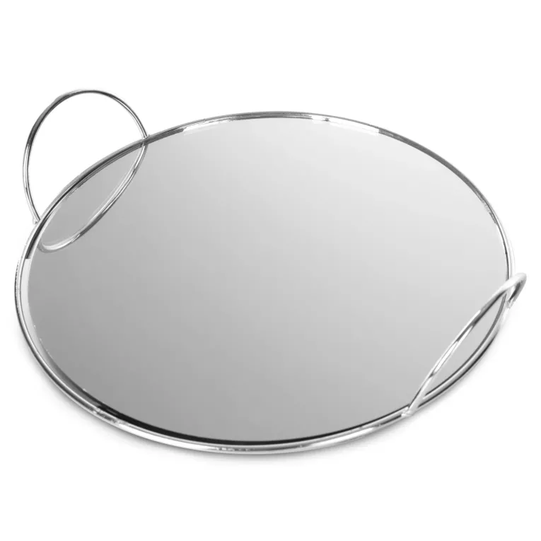 Taca dekoracyjna RING z lustrzanym blatem i metalowymi rączkami w stylu art deco