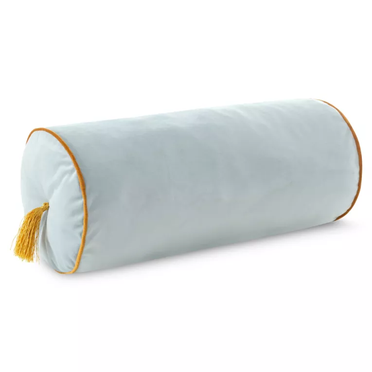 Poduszka dekoracyjna wałek 20 x 45 cm welwetowa jasnomiętowa z ozdobnymi chwostami VELVET 74