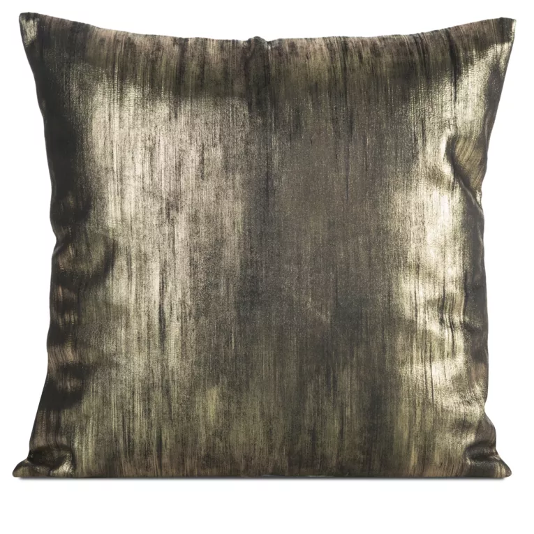 Poszewka na poduszkę 45x45 cm welwetowa czarno, złota zdobiona przecieranym nadrukiem EMILA