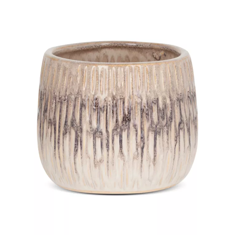 Osłonka ceramiczna na donicę ROSINA w stylu boho z cieniowaniem