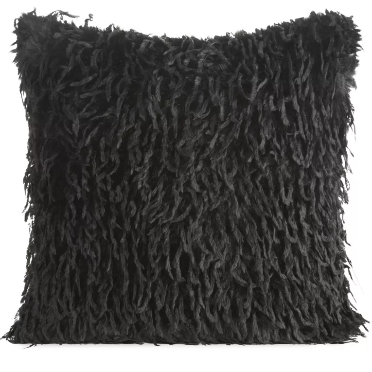 Poszewka na poduszkę 45x45 cm czarna z miękkiego futerka ADORE - kolekcja VULCANO