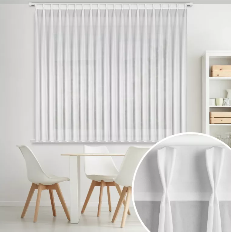 Firana biała z szyfonu 230x170 cm (wymiar podany na gotowo) systemem flex - RUBY