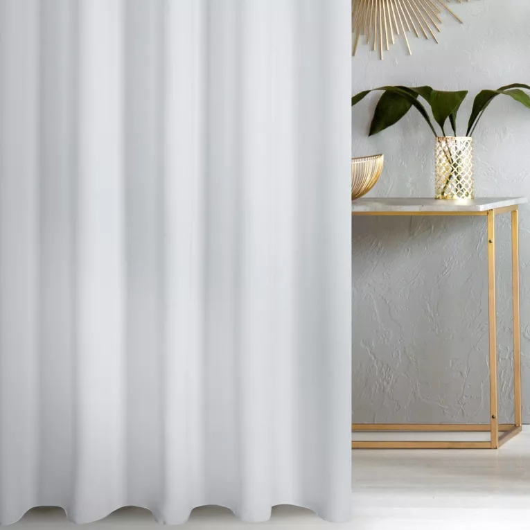 Firana szyta na taśmie 5 cm biała z delikatnej tkaniny z bambusową nicią, antybakteryjna i ekologiczna.