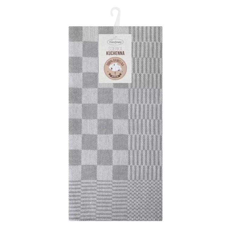 Komplet ściereczek kuchennych 2szt 50x70 cm bawełniany kolor srebrny zdobionych motywem szachownicy 200 g/m2 MAURO