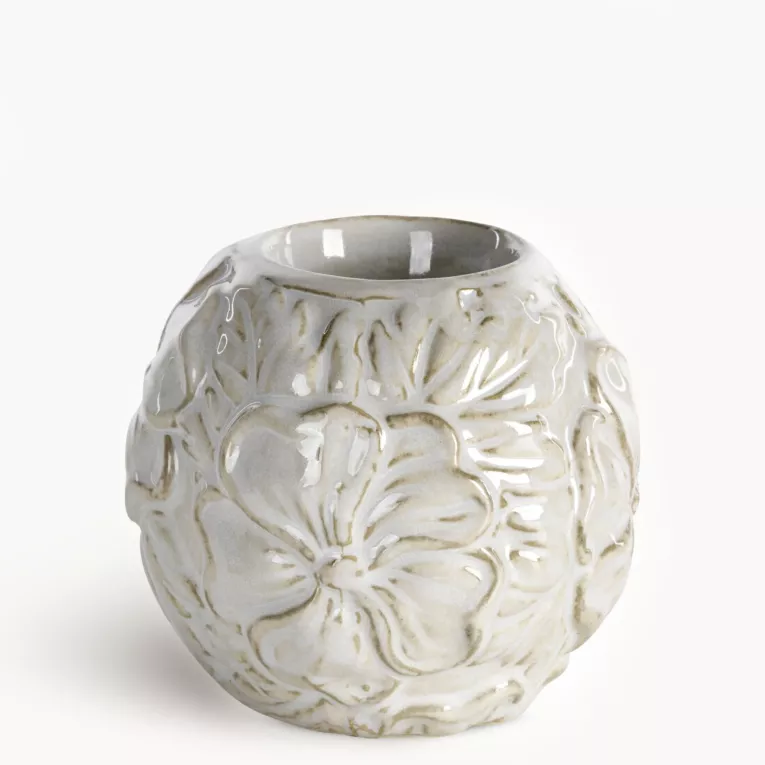 Świecznik ceramiczny NAIRA z wytłaczanym wzorem kwiatów