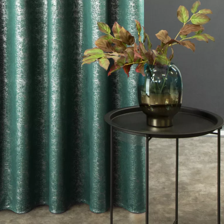 Zasłona welwetowa, turkusowo srebrna 140x270 cm taśma - CYPR - Design 91