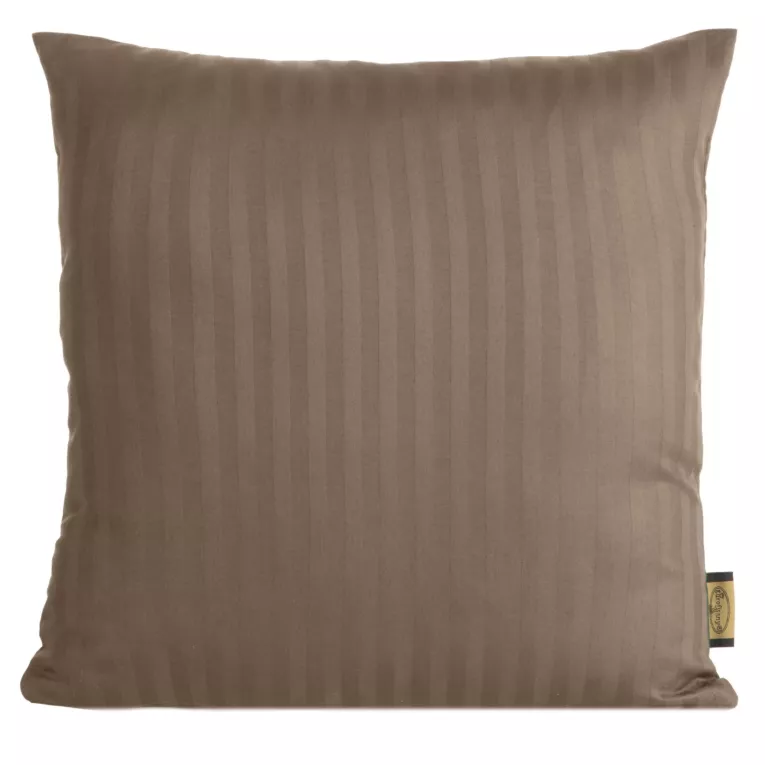Poszewka na poduszkę 40x40 cm z satyny bawełnianej brązowa w delikatne prążki VERA