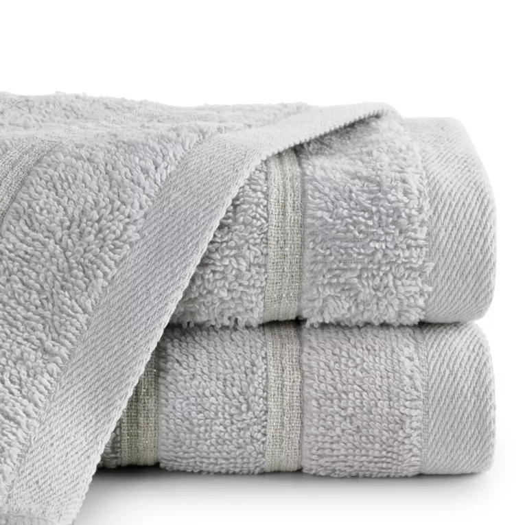Ręcznik do rąk 30x50 cm bawełniany kolor srebrny w błyszczące paseczki AMIRA