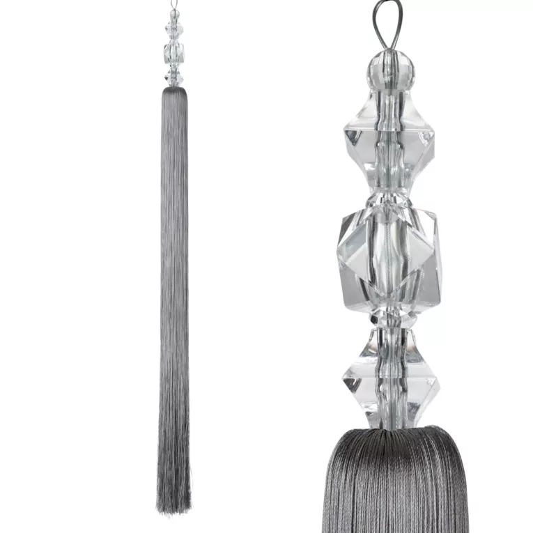 Dekoracyjny sznur do zasłon LOLA upinacz z ozdobnym chwostem i kryształowym koralikiem