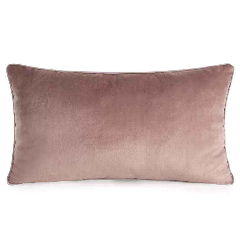 Poduszka 30 x 50 cm welwetowa ciemnoróżowa z kontrastującą lamówką GAJA 3