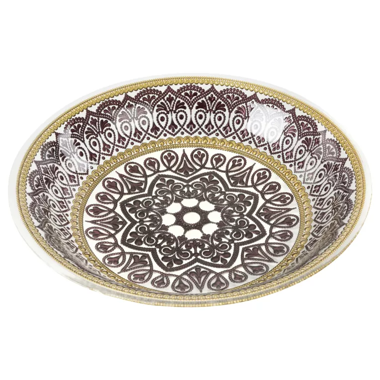 Misa dekoracyjna ze szkła artystycznego z ornamentowym wzorem