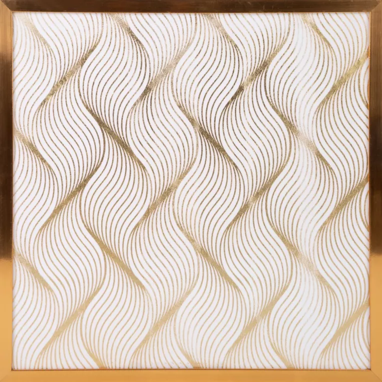 LIMITED COLLECTION Obraz BLANCA 3 ze złotym błyszczącym nadrukiem w złotej ramie MAGIA BIELI