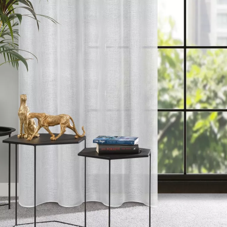 Zasłona biała o splocie płóciennym 140x250 cm przelotka - CINDY