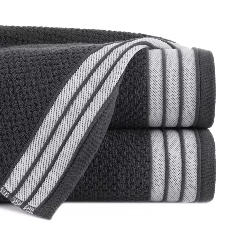 Ręcznik kąpielowy 70x140 cm bawełniany kolor stalowy w pasy 500 g/m2 MADLEN