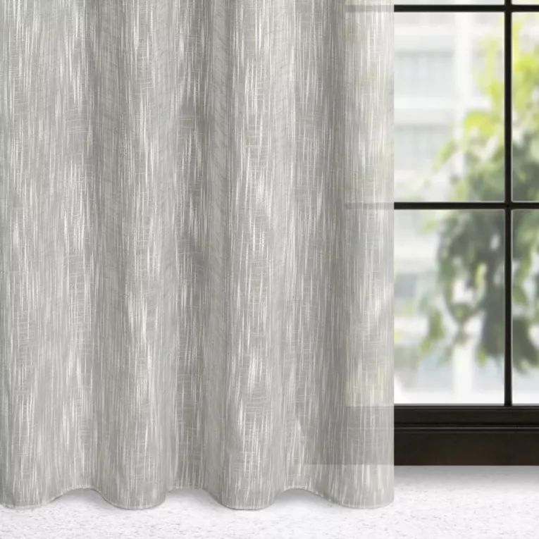 Zasłona beżowa o widocznym splocie w stylu eko 140x250 cm przelotka - ANIKA