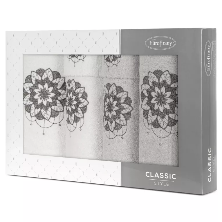 Zestaw upominkowy LOTUS 6 szt ręczników z haftem z motywem kwiatu lotosu w kartonowym opakowaniu na prezent