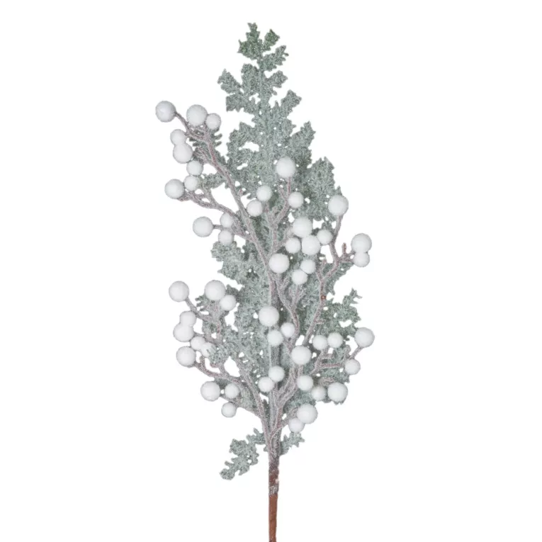 Świąteczna gałązka z drobnymi kuleczkami i efektem szronu