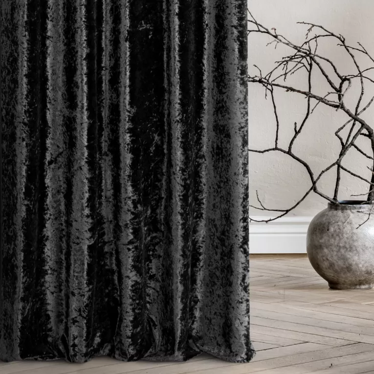 Tkanina zasłonowa, gruba, welwetowa, z połyskiem i efektem gniecenia z kolekcji Eva Minge