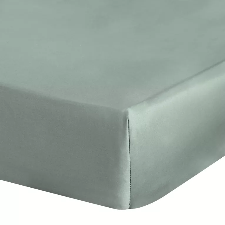 Prześcieradło gładkie z gumką 220x200 cm z satyny bawełnianej kolor szałwiowy 125 g/m2 NOVA 3