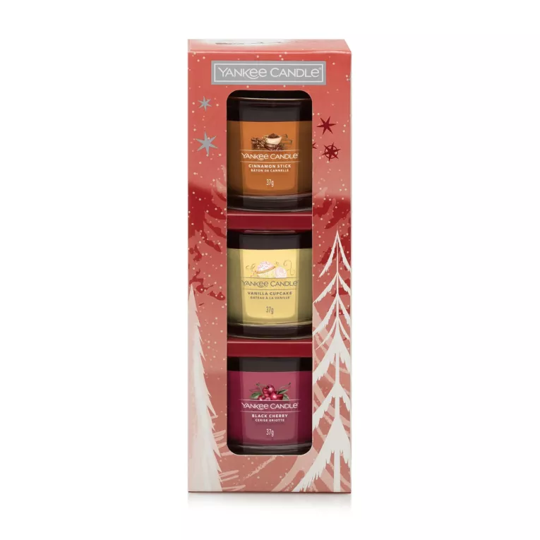 YANKEE CANDLE - zestaw 3 świec świątecznych BRIGHT LIGHTS w ozdobnym opakowaniu