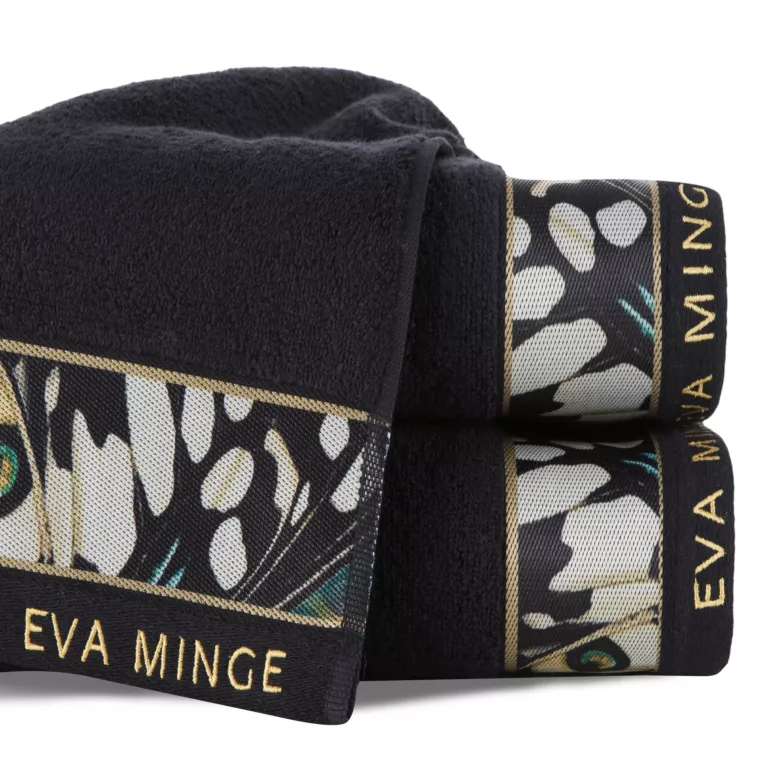 Ręcznik do rąk 30x50 cm bawełniany kolor czarny z designerską bordiurą 500 g/m2 EVA 15 Eva Minge