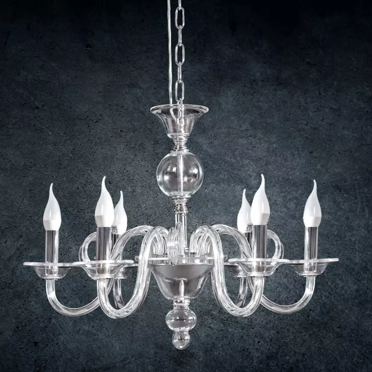 Lampa dekoracyjna MOLLY z sześcioma szklanymi ramionami