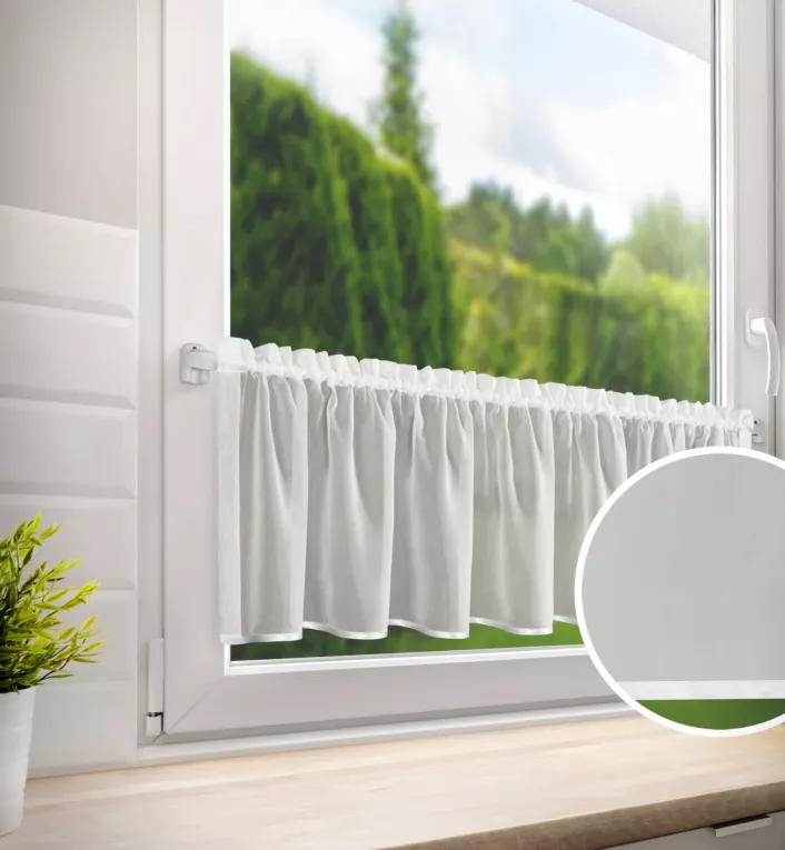 Zazdrostka kremowa z woalu wykończona atłasową lamówką 150x30 cm tunel VIOLET