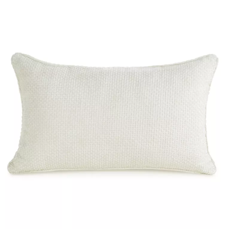 Poszewka na poduszkę 30x50 cm szenilowa z ozdobnym splotem kremowa SZENIL 6