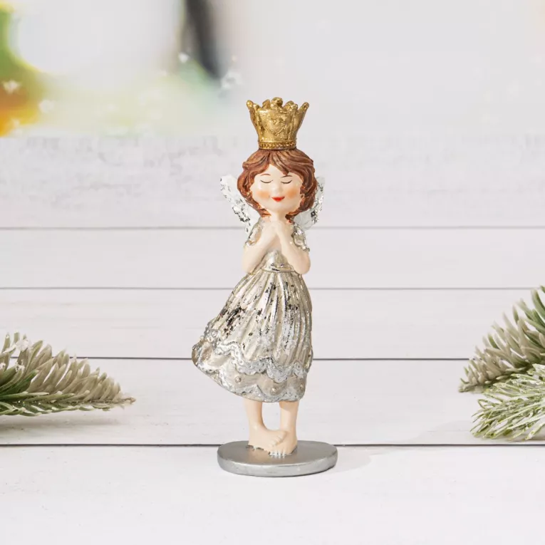 Figurka świąteczna ANIOŁEK w złotej koronie