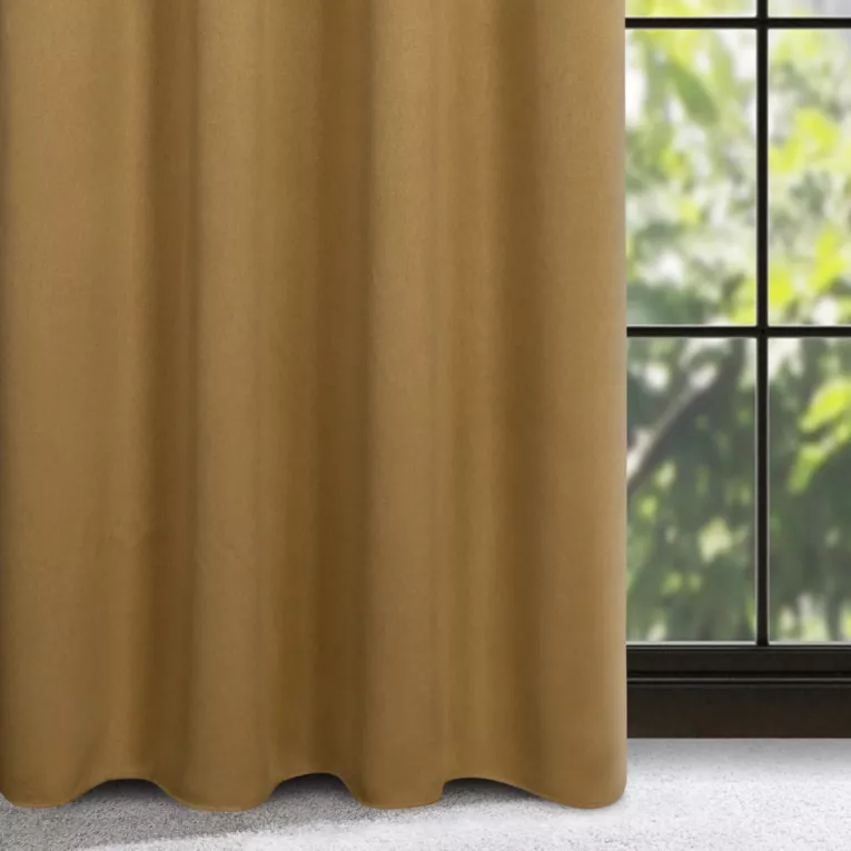 Zasłona miodowa zaciemniająca o strukturalnym wzorze 130x300 cm taśma - CARLO