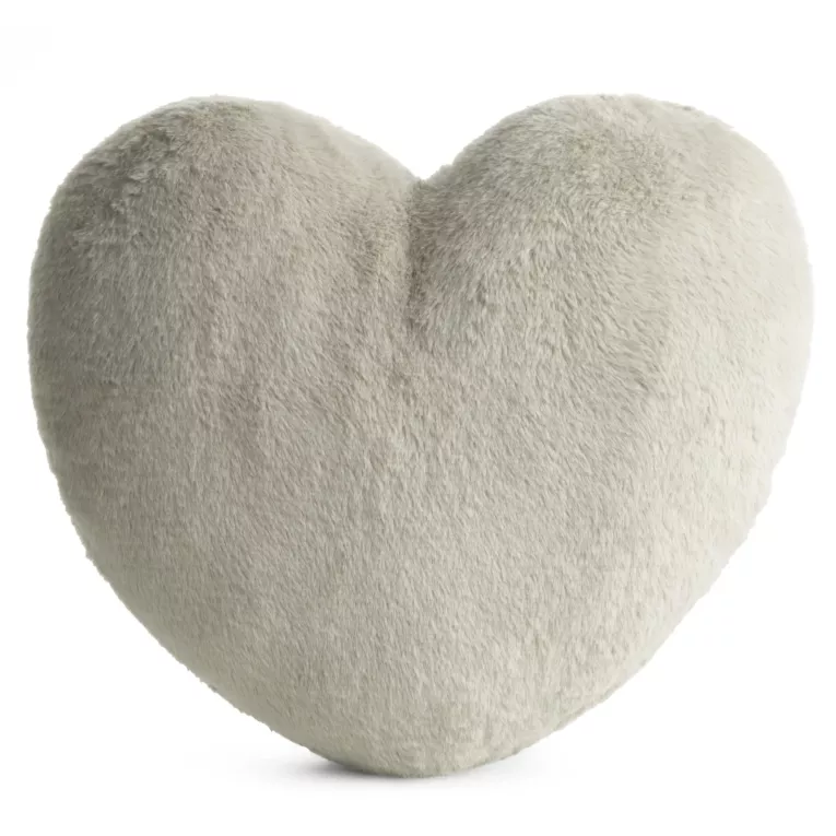 Poduszka w kształcie serca 45x45 cm z przyjemnego futerka jasnobeżowa