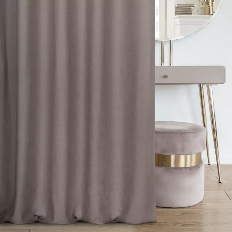 Zasłona szyta na taśmie 5 cm popielata o naturalnym, gęstym splocie w stylu eko